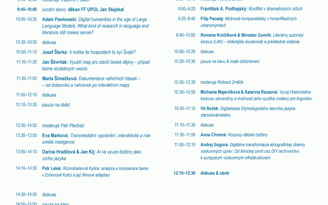 Program 3. ročníku konference Humanitní a společenské vědy z pohledu Digital Humanties